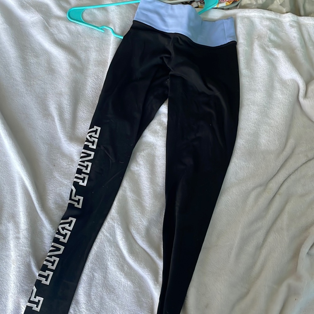 pink black + blue leggings